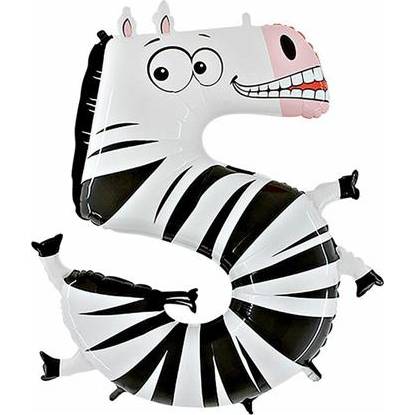 Nafukovací balónik zebra číslo 5 pre deti 102 cm