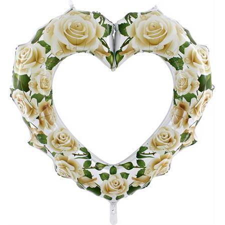 Nafukovací balónik vykrojené srdce – biele ruže 107 cm