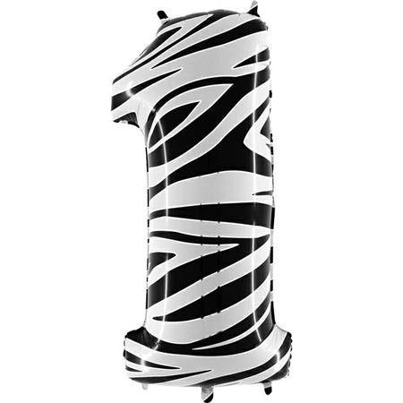 Nafukovací balónik číslo 1 zebra 102 cm extra veľký