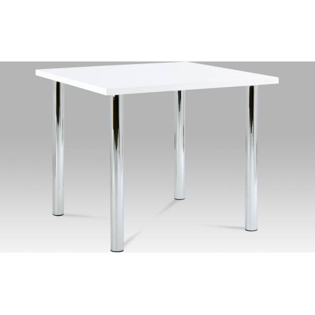 Jídelní stůl 90x90 cm, chrom / vysoký lesk bílý AT-1913B WT Art
