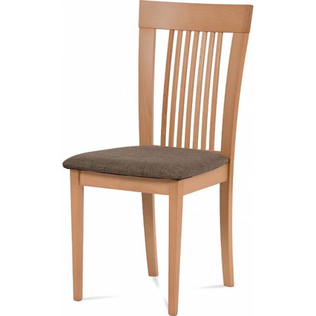 Jídelní židle, masiv buk, barva buk, látkový hnědý potah BC-3940 BUK3 Art