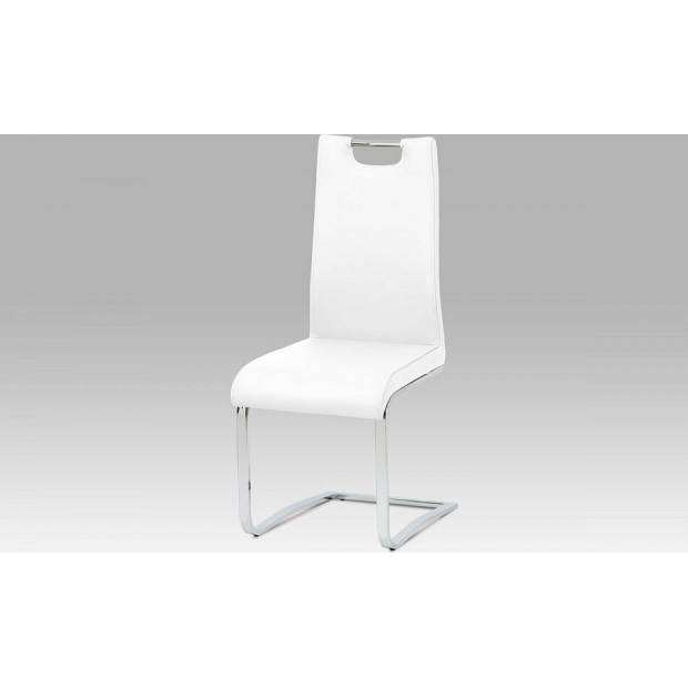 Jídelní židle bílá koženka / chrom DCH-563 WT Art