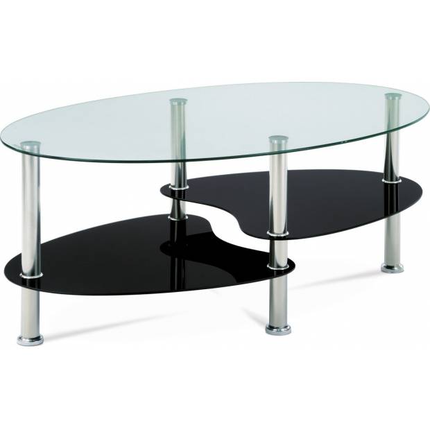 Konferenční stolek, čiré sklo / černé sklo / leštěný nerez GCT-302 GBK1 Art