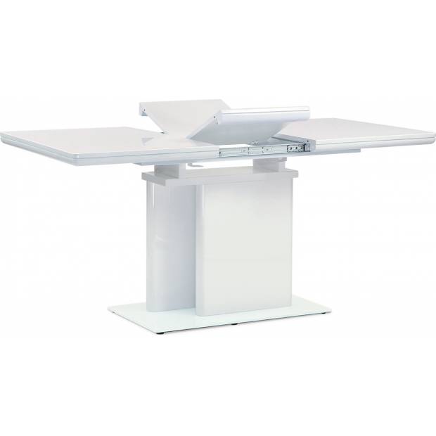 Jídelní stůl rozkládací 120+40x80 cm, vysoký lesk bílý HT-655 WT Art