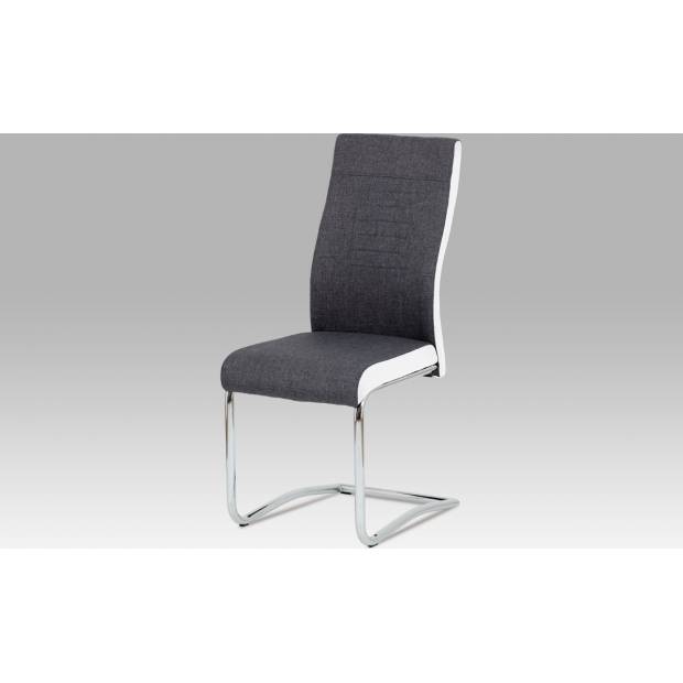Jídelní židle šedá látka + bílá koženka / chrom DCL-428 GRWT2 Art