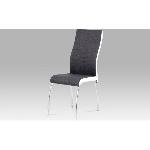 Jídelní židle šedá látka + bílá koženka / chrom DCL-433 GREY2 Art