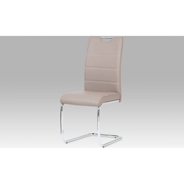 Jídelní židle, chrom / koženka lanýžová HC-581 LAN Art
