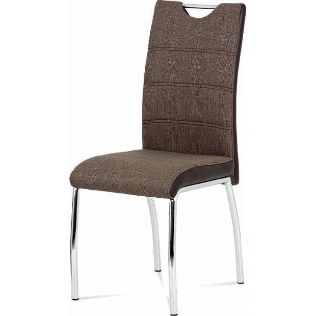 Jídelní židle coffee látka + hnědá koženka / chrom HC-586 COF2 Art