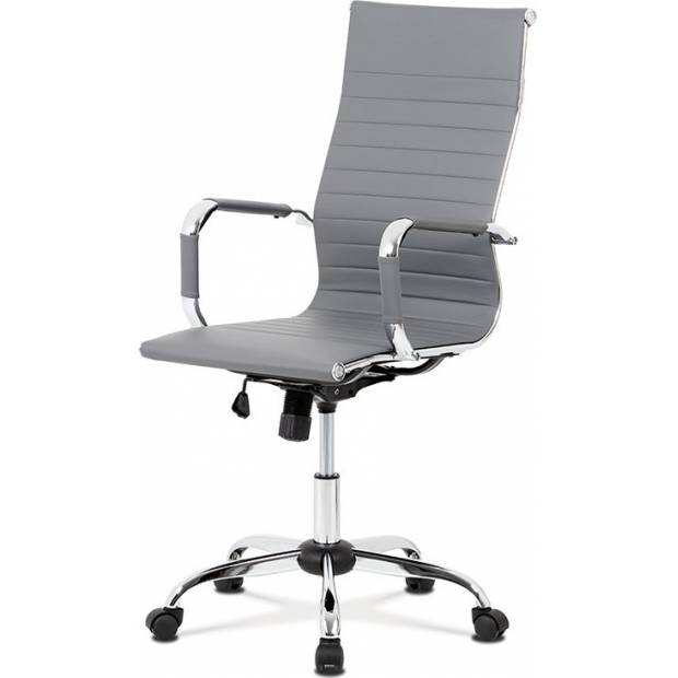 Kancelářská židle, šedá ekokůže, houpací mech, kříž chrom KA-V305 GREY Art
