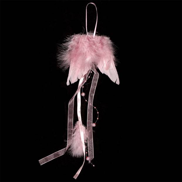 Andělská křídla z peří, barva růžová,  baleno 12 ks v polybag. Cena za 1 ks. AK6104-PINK Art