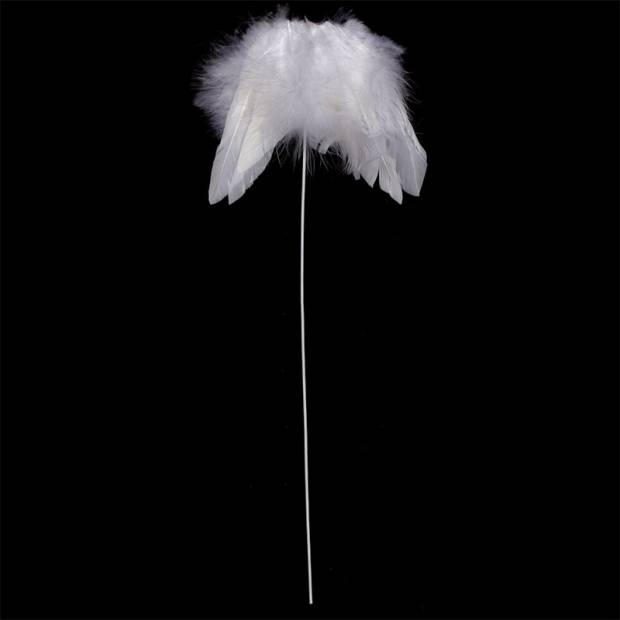 Andělská křídla z peří, -zápich, barva bílá,  baleno 12 ks v polybag. Cena za 1 ks. AK6105-WH Art
