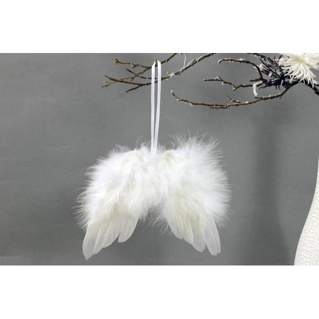 Andělská křídla z peří , barva bílá,  baleno 12 ks v polybag. Cena za 1 ks. AK6108-WH Art