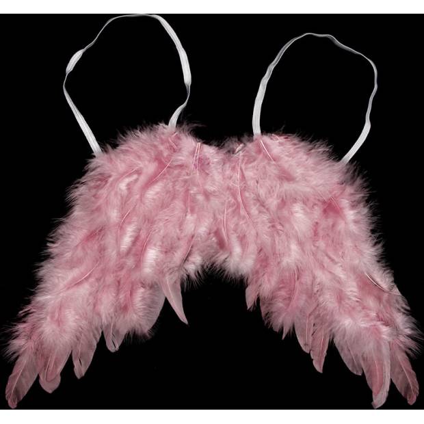 Andělská křídla z peří , barva růžová,  baleno 1 ks v polybag. Cena za 1 ks. AK6111-PINK Art