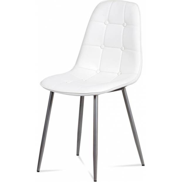 Jídelní židle, bílá ekokůže, kov antracit CT-393 WT Art