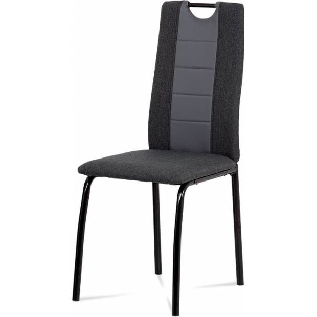Jídelní židle, látka antracit + šedá ekokůže, kov matná černá DCL-399 GREY Art