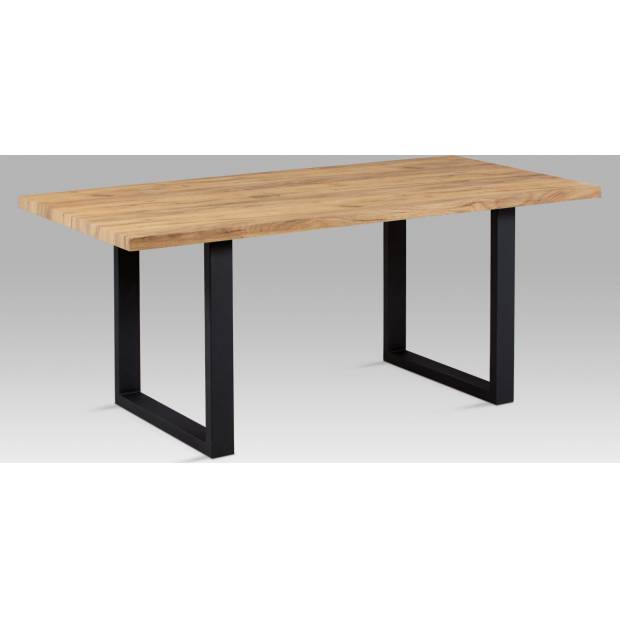 Jídelní stůl 180x90 cm, 3D dekor dub / černý kov HT-660 OAK Art
