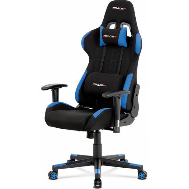 Kancelářská židle, modrá-černá látka, houpací mech, plastový kříž KA-F02 BLUE Art