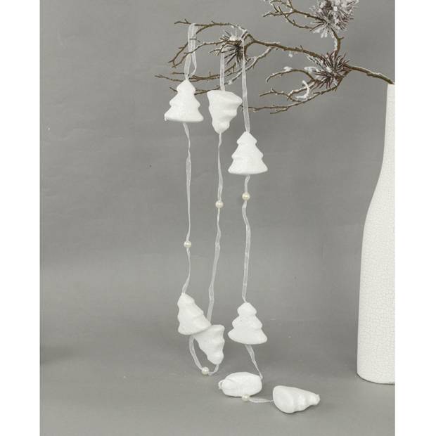 Girlanda - stromečky bílé s glitry 8 kusů, dekorační VCA065 Art