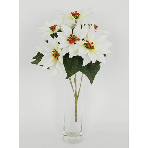 Puget vánočních růží,poinsécek bílých (7 hlav). Květina umělá. UK-0031 Art