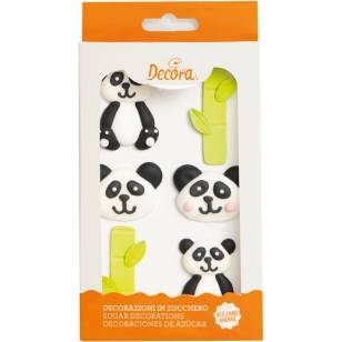 Cukrová dekorácia na tortu panda 6 ks