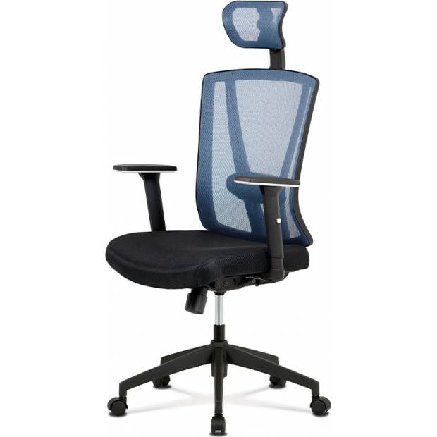 Kancelářská židle, černá MESH+modrá síťovina, plastový kříž, synchronní mechanis KA-H110 BLUE Art