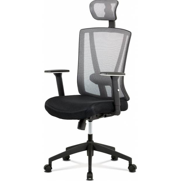 Kancelářská židle, černá MESH+šedá síťovina, plastový kříž, synchronní mechanismus KA-H110 GREY Art
