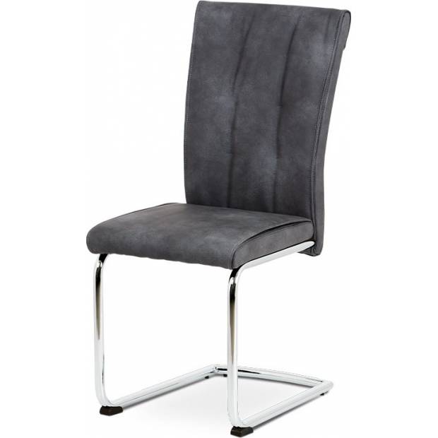 Jídelní židle, šedá vintage ekokůže MAYA, chromovaná pohupová podnož DCH-192 GREY Art