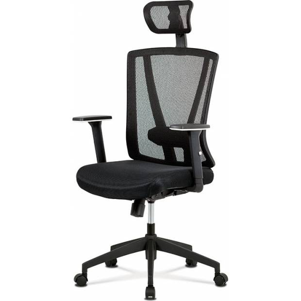Kancelářská židle, černá MESH+síťovina, plastový kříž, synchronní mechanismus KA-H110 BK Art