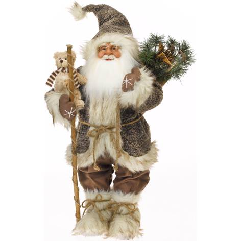 Santa Claus svítící s medvídkem 62cm 1ks