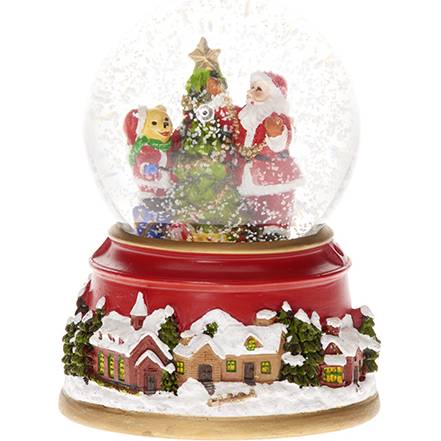 Vianočný snehuliak Santa a medvedík 9x12cm hrajúci a svietiaci - IntArt