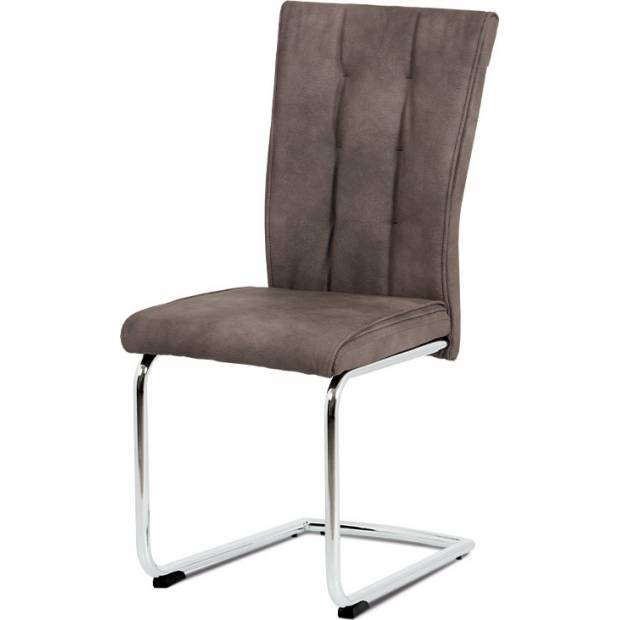 Jídelní židle, hnědá vintage ekokůže MAYA, chromovaná pohupová podnož DCH-192 BR Art