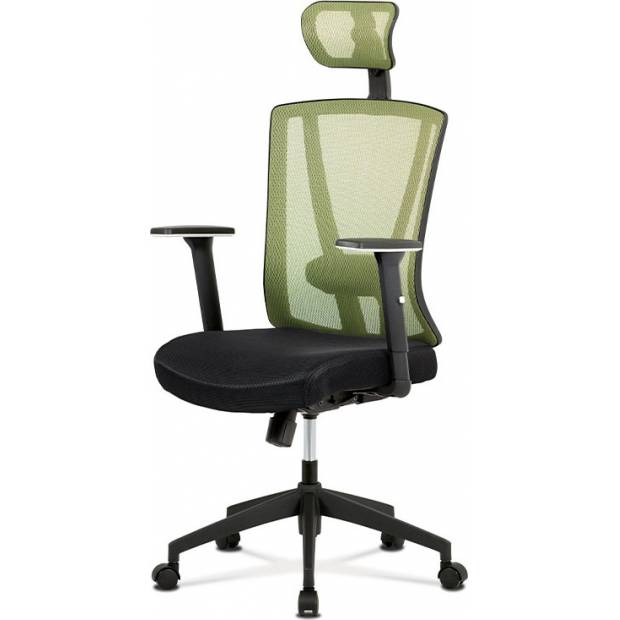 Kancelářská židle, černá MESH+zelená síťovina, plastový kříž, synchronní mechanismus KA-H110 GRN Art