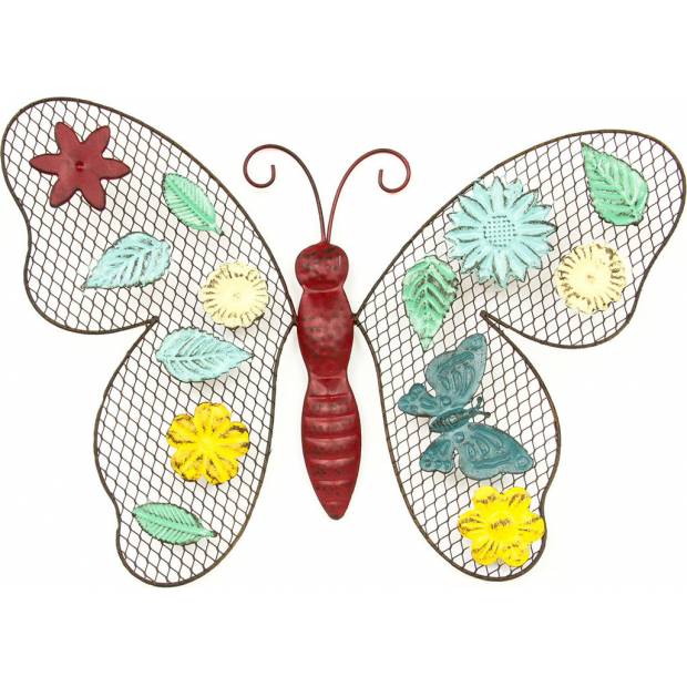 Nástěnná kovová dekorace - barevný motýl HO4358 Art