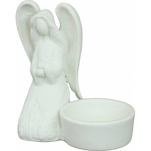 Svícen porcelánový s andělíčkem,  barva bílá ARP683 Art