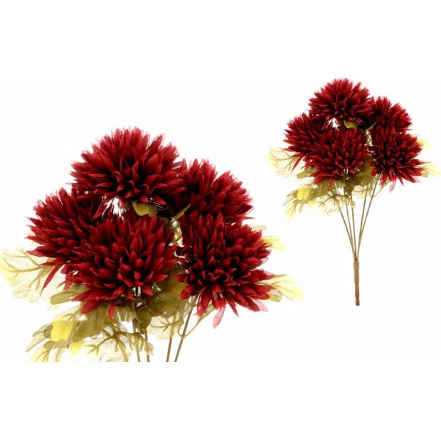 Chryzantémy puget, 5 hlav, barva bordó. Květina umělá. NL0102-RED Art