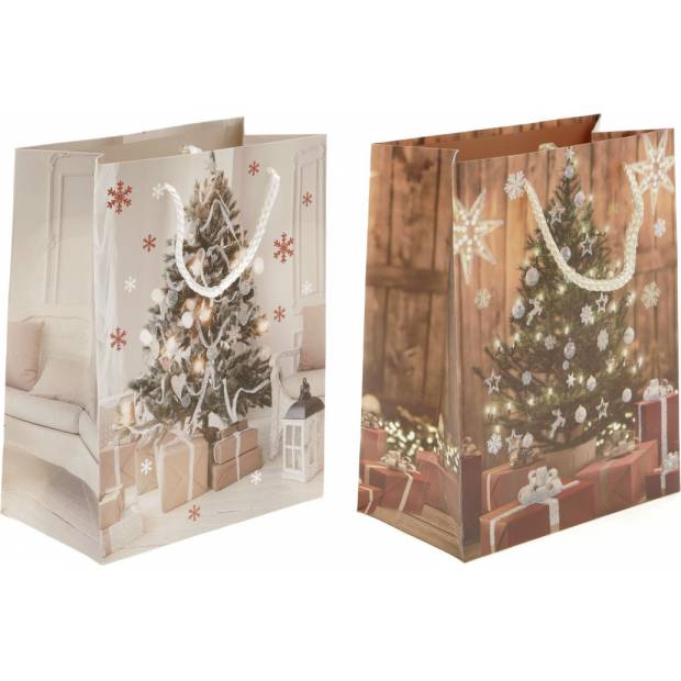 Taška dárková papírová, vánoční motiv  s glitry, mix 2 druhů, cena za 1 kus AUP200-ST Art