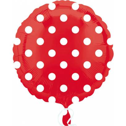 Fóliový balónik 43 cm červený s bodkami