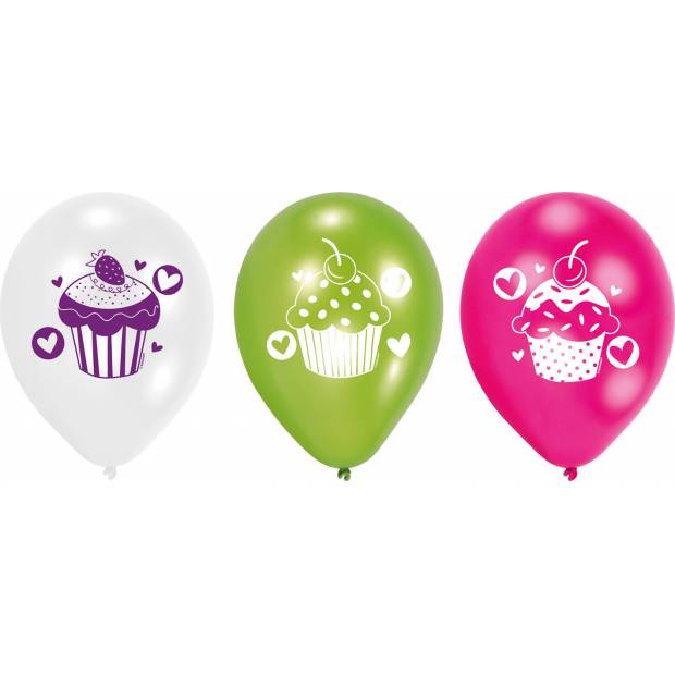 Farebné balóniky cupcake 22 cm 6 ks