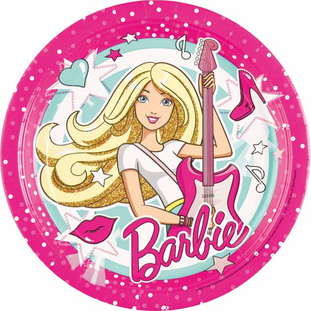 Papierové tanieriky na párty 23 cm 8 ks Barbie Popstar