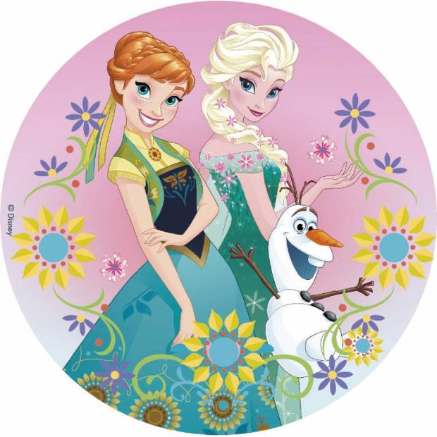 Jedlý papier na tortu Ľadové kráľovstvo Elsa, Anna a Olaf - Dekora