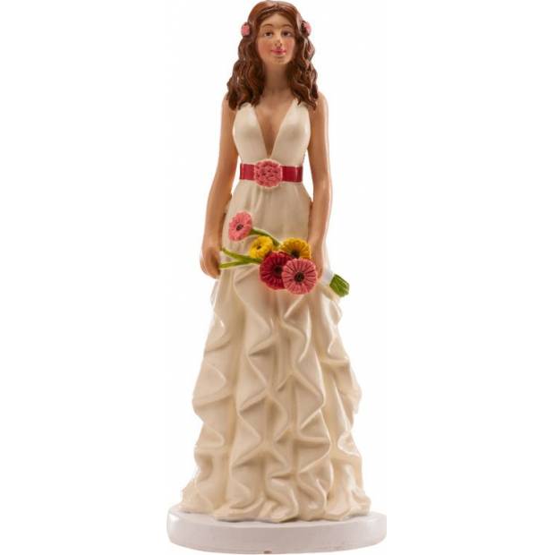 Svadobná figúrka na tortu 16 cm ona v romantických šatách