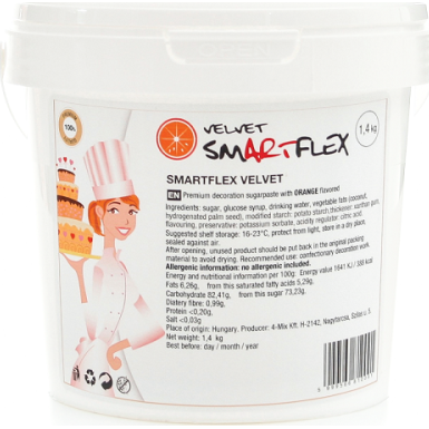 Smartflex Velvet Pomaranč 1,4 kg (Poťahovacia a modelovacia hmota na tortu) 0041 dortis