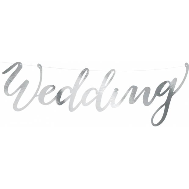 PartyDeco svadobná girlanda strieborná Wedding GRL38-018 dortis