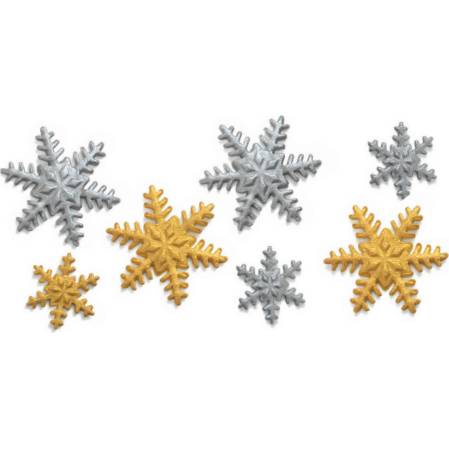 Cukrová dekorace sněhové vločky stříbrné a zlaté 9ks