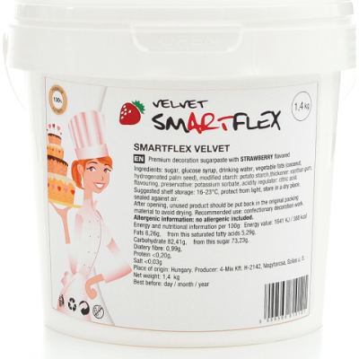Smartflex Velvet Jahoda 1,4 kg (Poťahovacia a modelovacia hmota na torty) 0039 dortis
