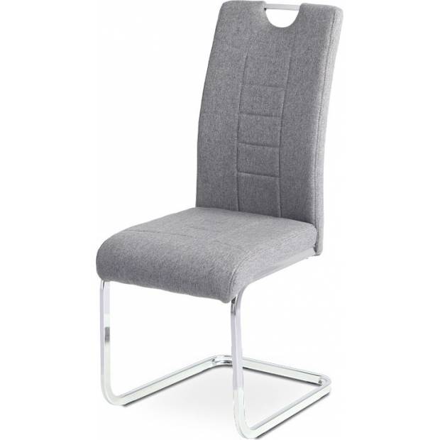 Jídelní židle, šedá látka, kovová pohupová chromovaná podnož DCL-404 GREY2 Art