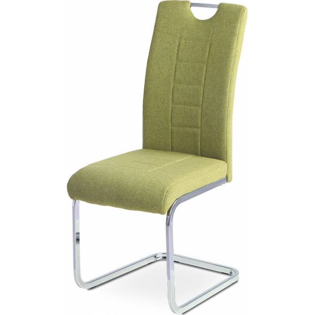 Jídelní židle, zelená látka, kovová pohupová chromovaná podnož DCL-404 GRN2 Art