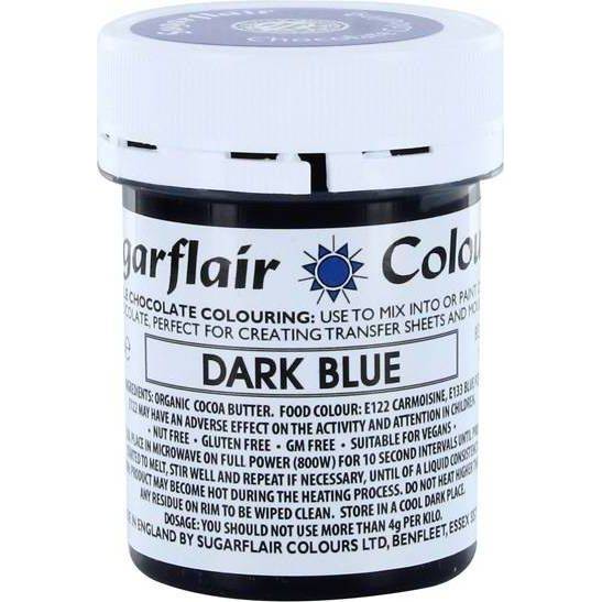 Farba do čokolády na báze kakaového masla Sugarflair Dark Blue (35 g) C307 dortis