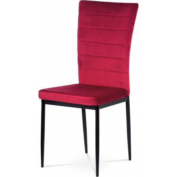Jídelní židle, červená látka samet, kov černý mat AC-9910 RED4 Art