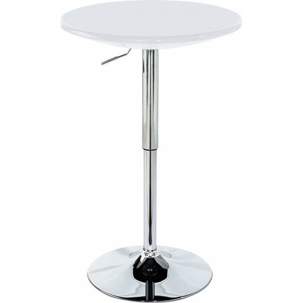 Barový stůl, bílý plast, chromová výškově nastavitelná podnož AUB-4010 WT Art